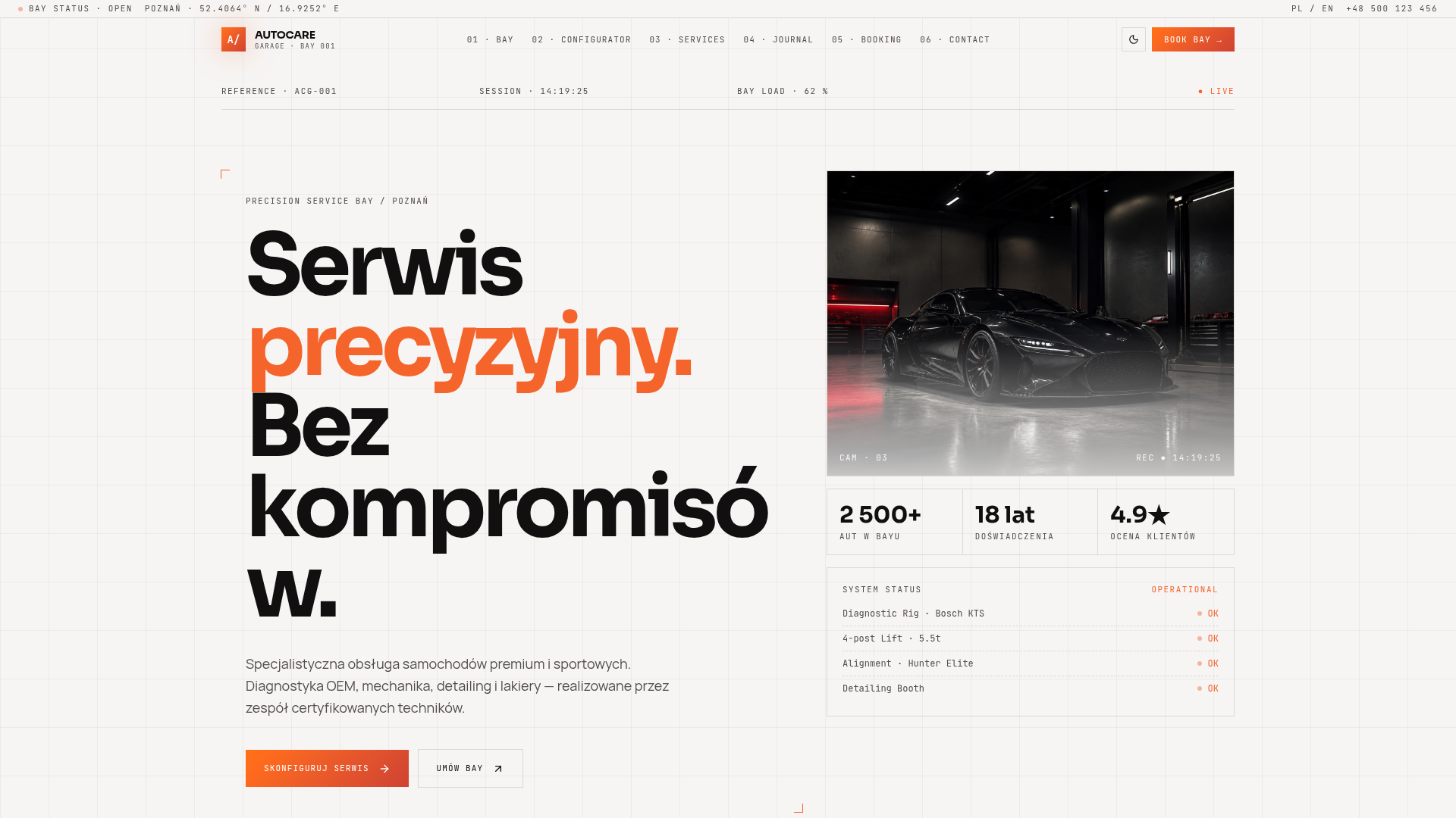 Strona Elegance AutoCare, projekt koncepcyjny Noviq Studio dla branży: serwis i detailing